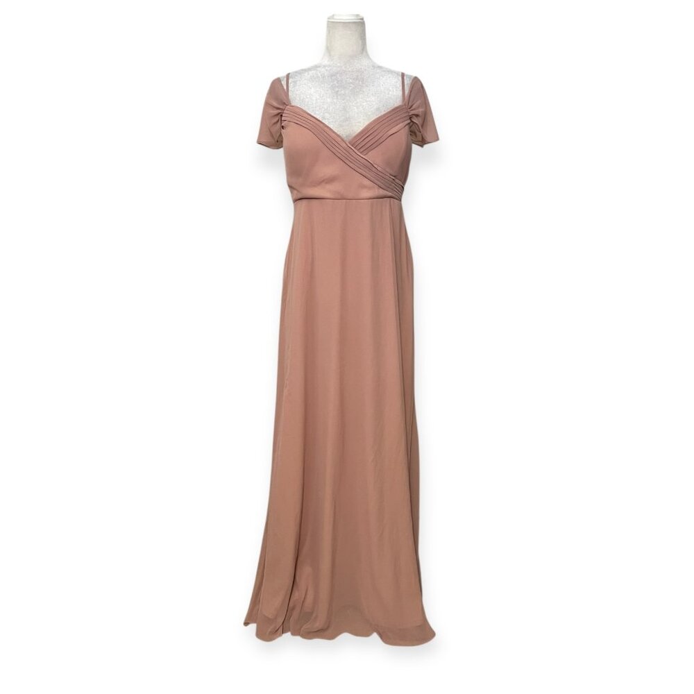 Birdy Grey Bridesmaid Dress Large Dusty Rose Off Shoulder Chiffon Maxi Formal